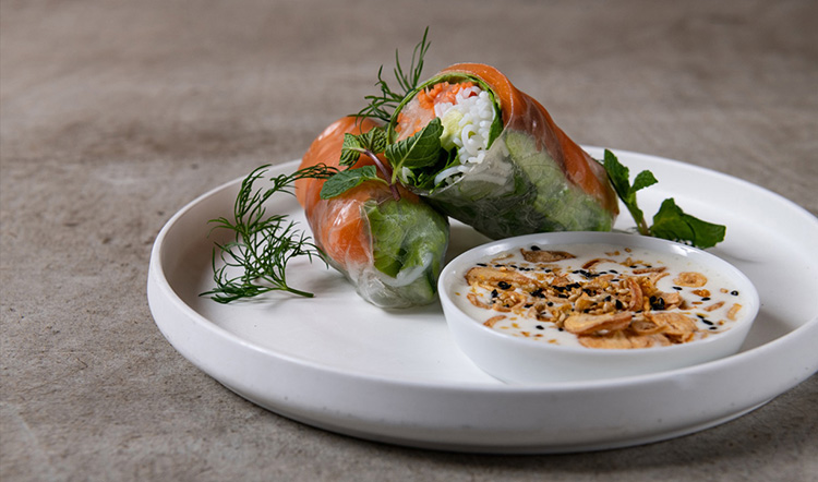 Fresh Salmon Spring Rolls